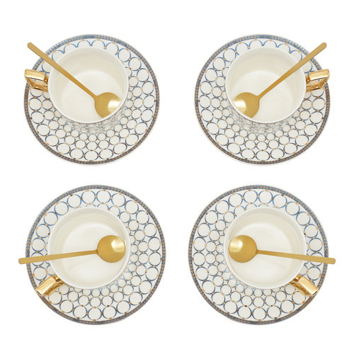 JOYDING European Style Cup and Saucer Set Porcelain Glazed Tea Cup